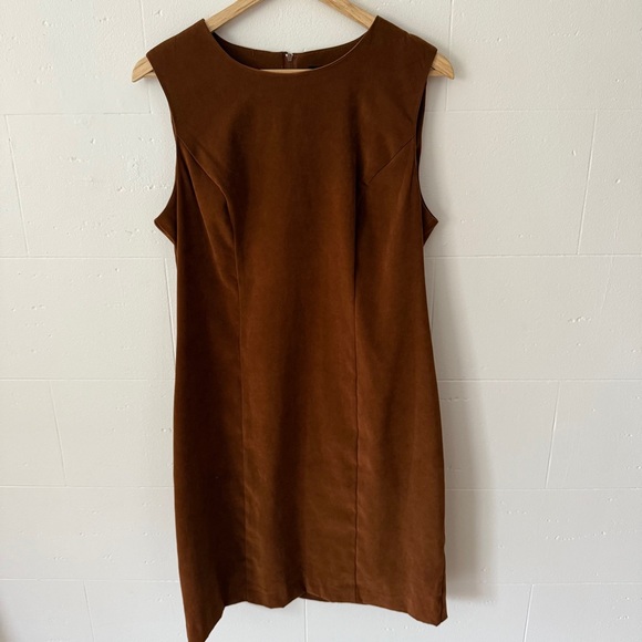 Sag Harbor Dresses & Skirts - Vintage Sag Harbor | Brown Faux Suede 90s Dress | Size Medium